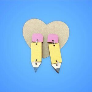 Yellow and Pink Pencil Earrings